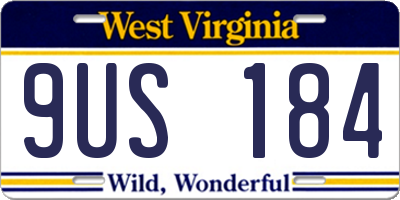 WV license plate 9US184