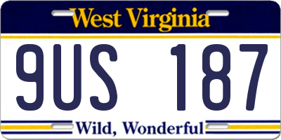 WV license plate 9US187