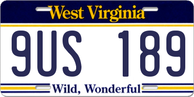 WV license plate 9US189