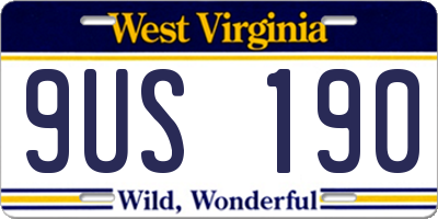 WV license plate 9US190