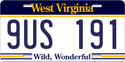 WV license plate 9US191