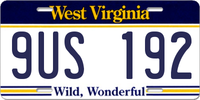 WV license plate 9US192