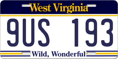 WV license plate 9US193