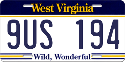 WV license plate 9US194