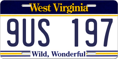 WV license plate 9US197