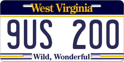 WV license plate 9US200