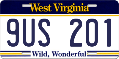WV license plate 9US201