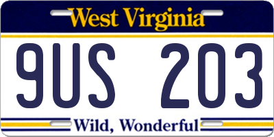 WV license plate 9US203
