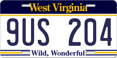 WV license plate 9US204