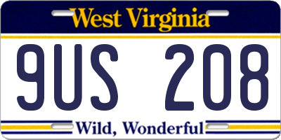 WV license plate 9US208