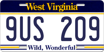 WV license plate 9US209