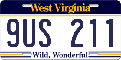 WV license plate 9US211