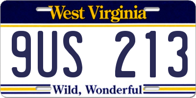 WV license plate 9US213