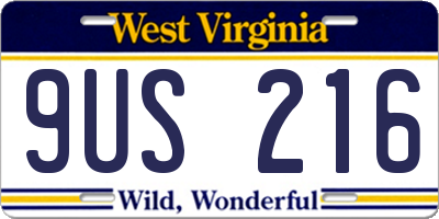 WV license plate 9US216