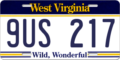 WV license plate 9US217