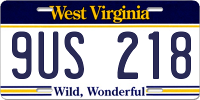 WV license plate 9US218