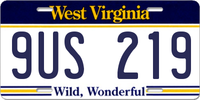 WV license plate 9US219