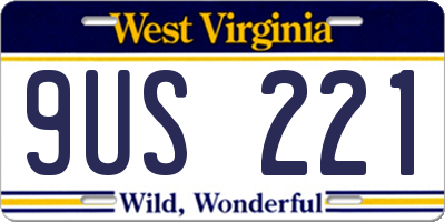 WV license plate 9US221