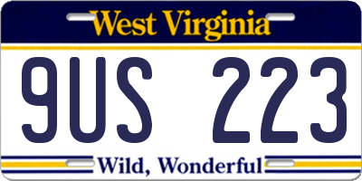 WV license plate 9US223
