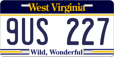 WV license plate 9US227