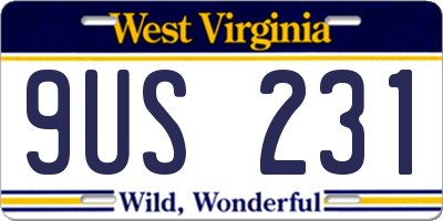 WV license plate 9US231