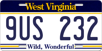 WV license plate 9US232