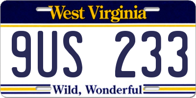 WV license plate 9US233