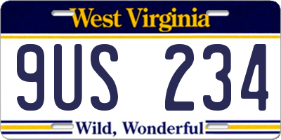 WV license plate 9US234