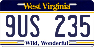WV license plate 9US235