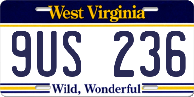 WV license plate 9US236
