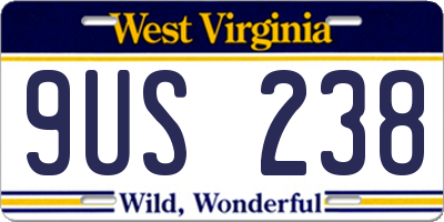 WV license plate 9US238