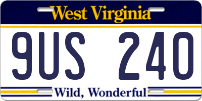WV license plate 9US240