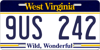 WV license plate 9US242