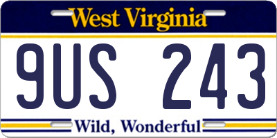 WV license plate 9US243
