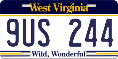 WV license plate 9US244