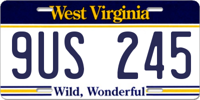 WV license plate 9US245