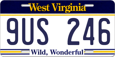 WV license plate 9US246