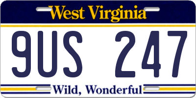 WV license plate 9US247