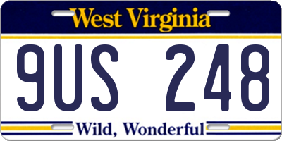 WV license plate 9US248