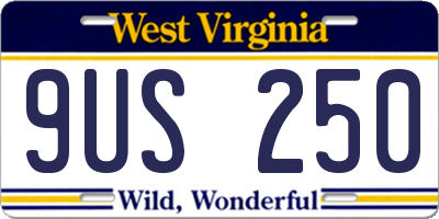 WV license plate 9US250