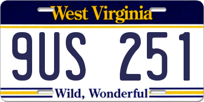WV license plate 9US251