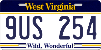WV license plate 9US254