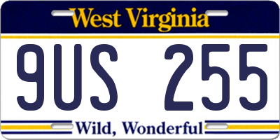 WV license plate 9US255