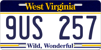 WV license plate 9US257