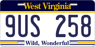 WV license plate 9US258