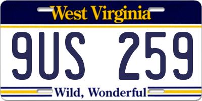 WV license plate 9US259