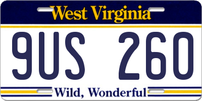 WV license plate 9US260