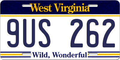 WV license plate 9US262