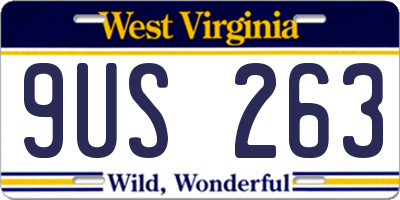 WV license plate 9US263