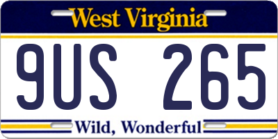 WV license plate 9US265